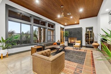 Lobby with recessed lighting and wooden ceiling