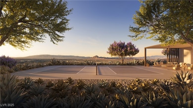 View of tennis court featuring a mountain view