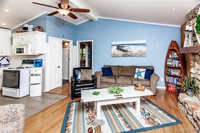 Open living space with whitewashed tongue and groo
