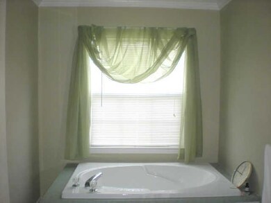 The master bath has a soaking tub with lots of light