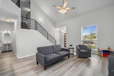Living area featuring light wood finished floors,