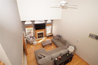 Great room has 2 story ceilings