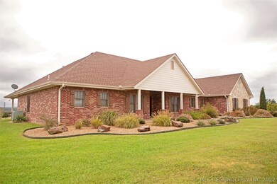 Natural landscaping compliments this ranch house