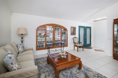 view from dining room also shows off entry with an