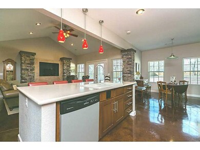 Interior Space/Layout. Nice stone accented pillars in the living/kitchen area