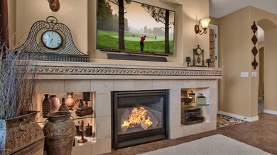 Custom tiled gas fireplace