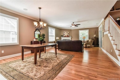 Dining room with open floor plan.