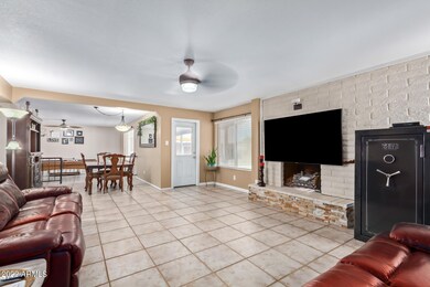 Large living space with fireplace