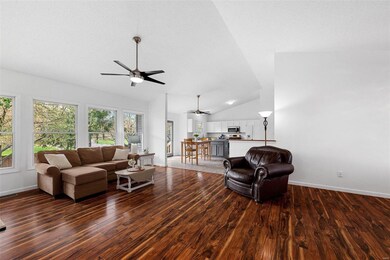 A beautiful wall of windows brings in warm natural