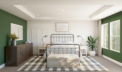 Primary suite with decorative feature wall