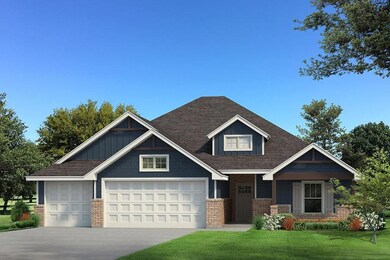 Craftsman house featuring a front yard and a garage