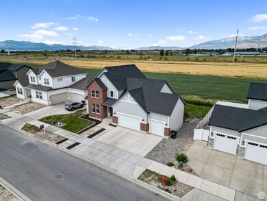 Overview of rural landscape featuring a mountainous background