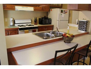 Kitchen. Double bowl sink and dining counter.