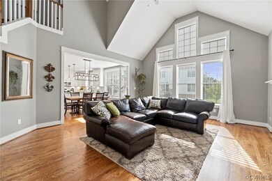 Cathedral ceilings in living room.