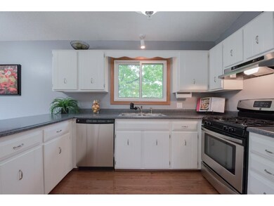 Enjoy outdoor views through the kitchen window whi