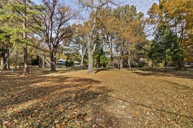 View of grassy yard with view of wooded area