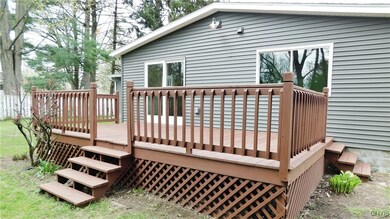 Refreshed deck with multiple staircases.