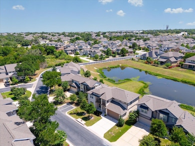 Aerial perspective of suburban area with a large 