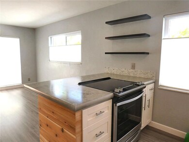 Kitchen island with extended counter.