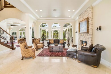 Open Living Room with Wood Burning Fireplace