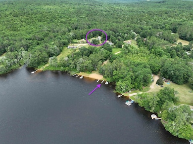 Home is circled, beach is shown with an arrow.