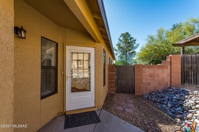 Front door located on side of home