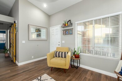 Vaulted ceilings add space.