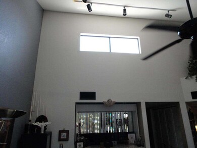 Vaulted ceiling in living room