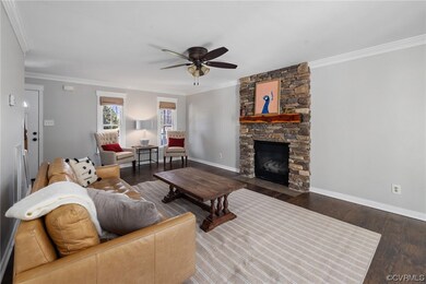 Living room featuring dark hardwood / wood-style f