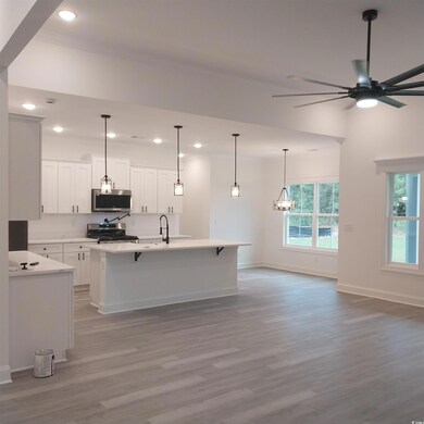 Kitchen with light hardwood / wood-style floors, a