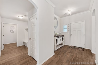 Beautiful tile floors resembling wood.