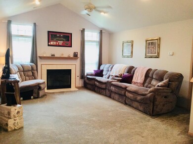 Great room has vaulted ceiling