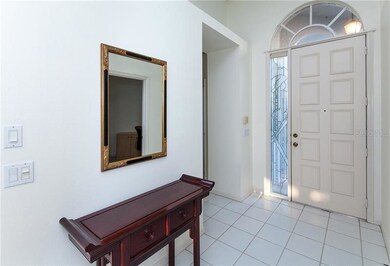 Entry way with beautiful stained glass side panel