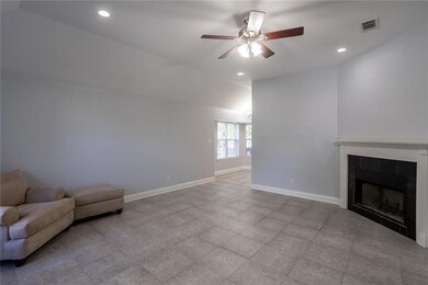 Spacious living room with gas fireplace