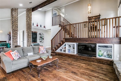 Formal Living room with new solid hardwood hand scraped and stained Hardwood floors