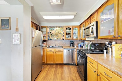 Ample amount of countertop space and cabinet storage.