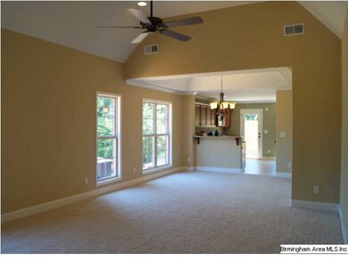 Open floorplan has spacious great room with vaulte