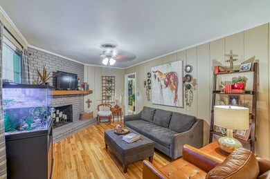 Den with fireplace