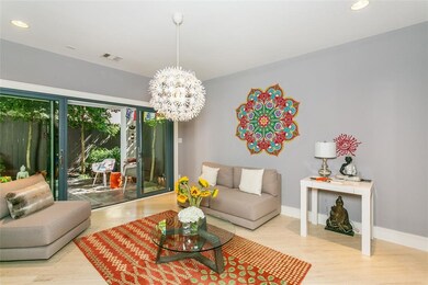 The first floor bedroom is sectioned off from the