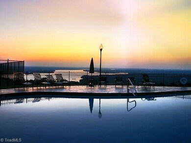 Sunset view of lake from pool