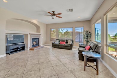 family room with fp