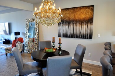 Gorgeous chandelier in dining room