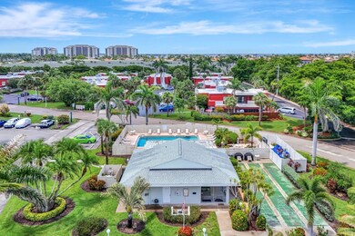Bird's eye view of a pool area