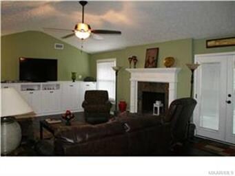 Great room with vaulted ceiling