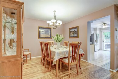 Dining area with view tokitchen.