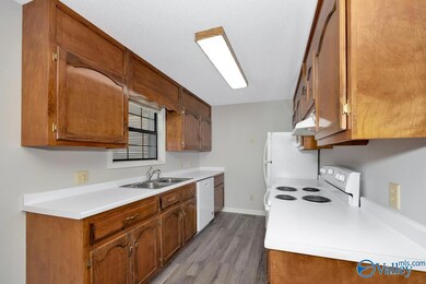 LVP flooring, wood cabinetry, stainless steel sink