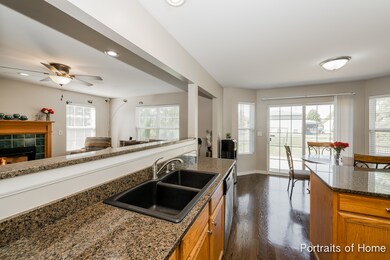 Sink over looks family room for a nice open concep