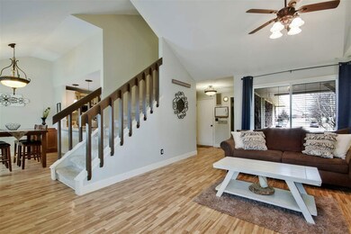 Open feel from living to dining.