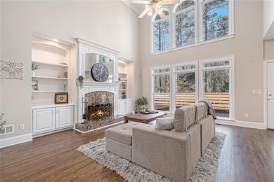 Family Room with Built-In Bookshelves