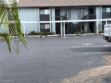 Uncovered parking lot with stairway